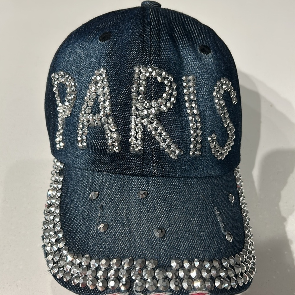 Denim Paris Rhinestone Cap NWOT - Picture 2 of 7